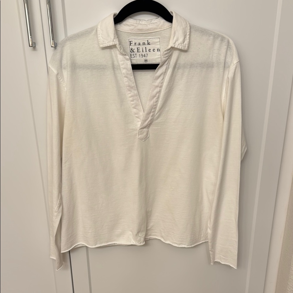 Frank & Eileen White Long Sleeve Top